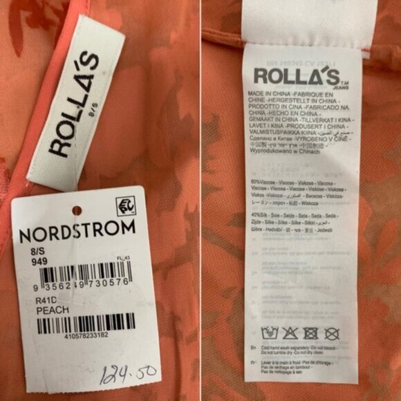 Rolla's Anthropologie Eliza Peach Sheer Midi/Maxi Dress - Picture 11 of 13